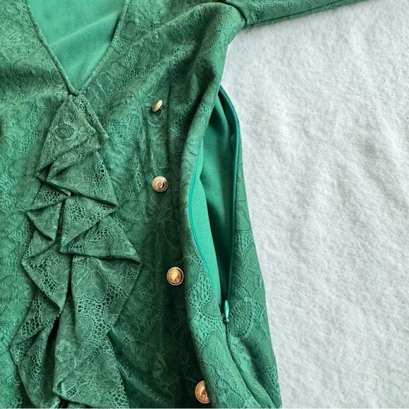 Atos Lombardini Italy Green Lace Mini Sheath Dress Size S - Picture 13 of 14